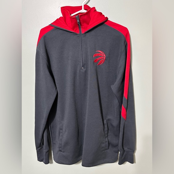 Dark Grey and Red Toronto Raptors Pullover Half Zip Sweater - Picture 2 of 2